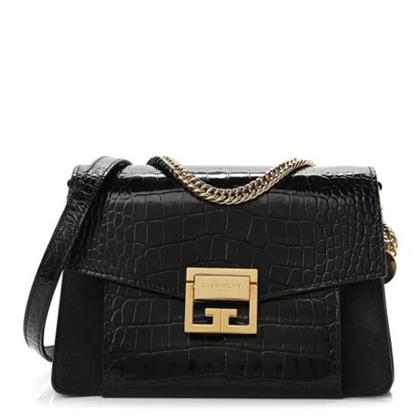 givenchy gv3 croc|GIVENCHY Calfskin Crocodile Embossed Suede Small .